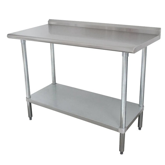 Advance Tabco SFLAG-306 72" X 30" 16 ga Work Table w/ Undershelf & 430 Series Stainless Top, 1 1/2" Backsplash