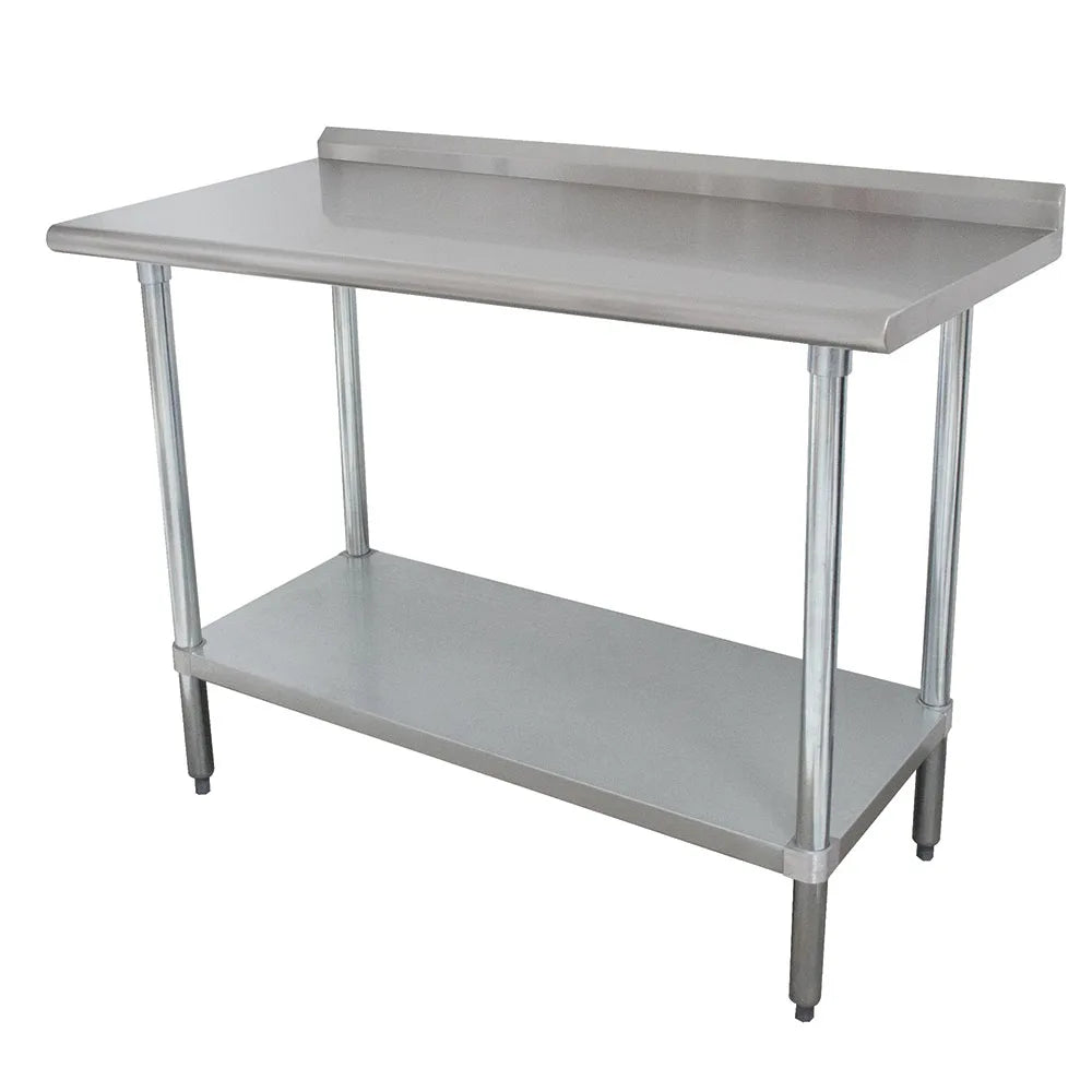 Advance Tabco SFLAG-305 60" X 30" 16 ga Work Table w/ Undershelf & 430 Series Stainless Top, 1 1/2" Backsplash