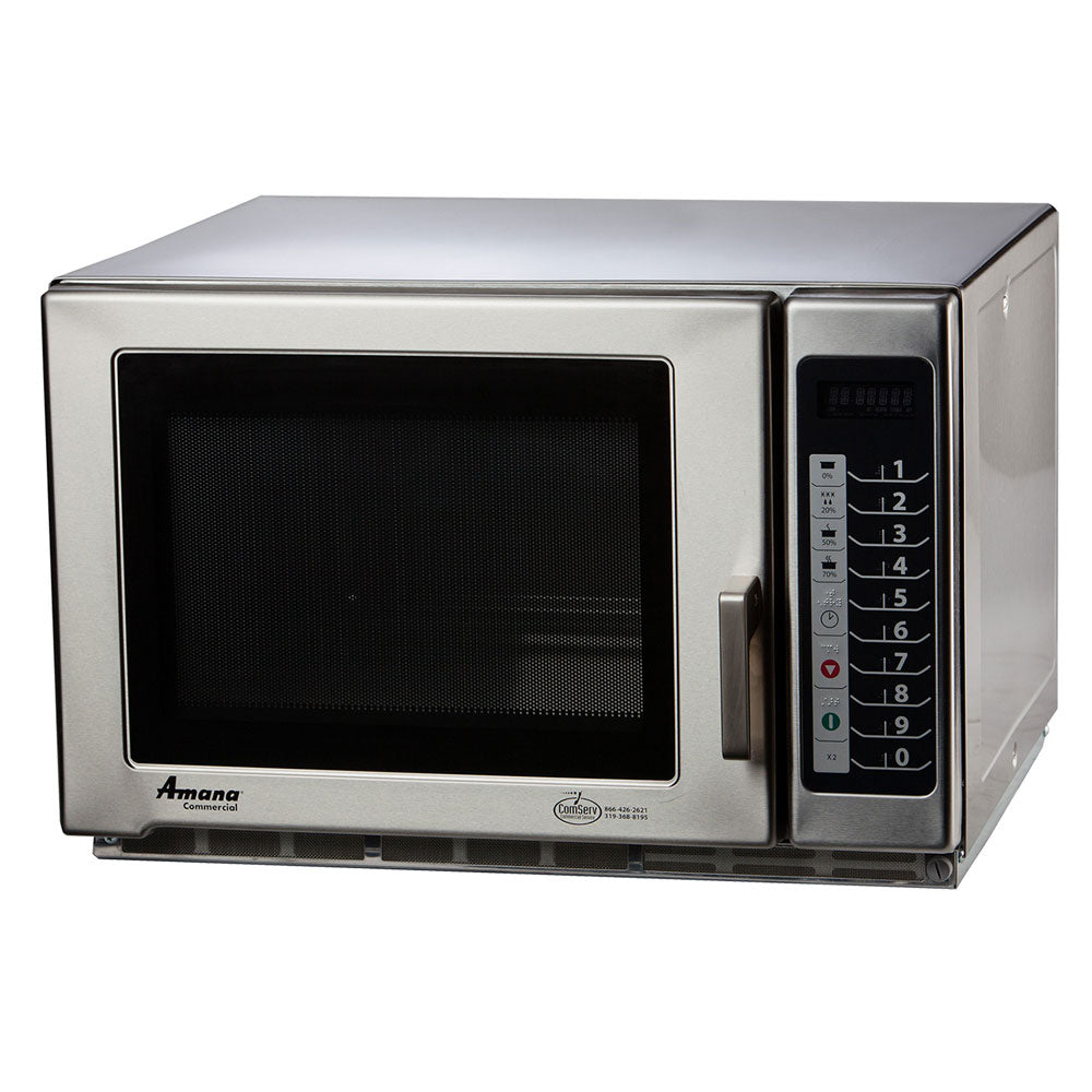 Amana RFS12TS Medium Duty Stainless Steel Commercial Microwave with Push Button Controls - 120V, 1200W