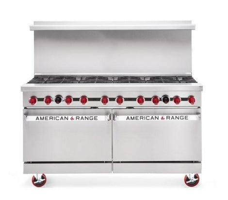 American Range AR10 60" 10 Burner Gas Range w/ (2) Standard Ovens, Gas