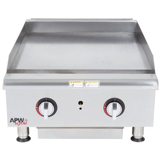 APW Wyott HMG-2424 Natural Gas 24" Heavy Duty Countertop Griddle with Manual Controls - 64,000 BTU