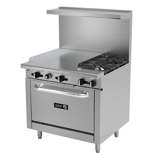 Asber Gas Flat Griddle 2 Burners with Oven 36" AER-G36-36 H