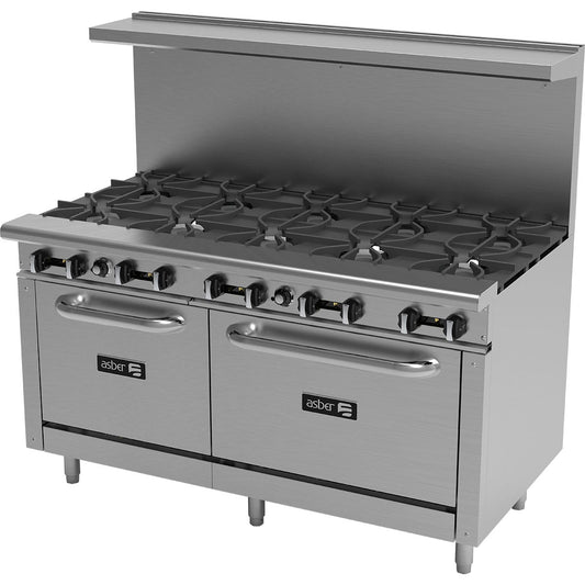 Asber Gas Range 10 Burner with Oven 60" AER-2-B10-60