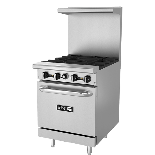 Asber Gas Range with Oven 24" AER-4-24